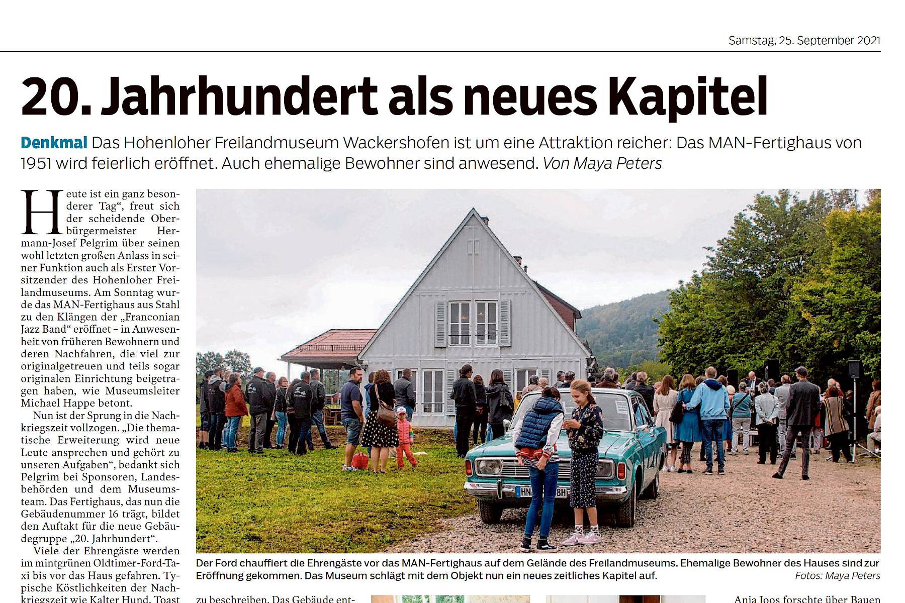 Zeitungsartikel des Haller Tagblatt vom 25.11.2021 über die Eröffnung des MAN Stahlhauses